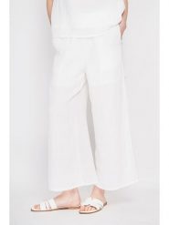Le Jardin du Lin Lniane kuloty w kolorze białym rozmiar: 42. Białe spodnie materiałowe Le jardin du lin, bez wzorów, ze lnu, z podwyższonym stanem. Za 130.99 zł.