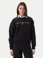 Tommy Hilfiger Bluza WW0WW47831 Czarny Regular Fit. Czarne bluzy Tommy Hilfiger, s, bez wzorów, z bawełny, bez ramiączek, bez kaptura. Za 409.99 zł.