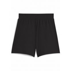 Damskie prążkowane szorty ESS ELEVATED 5" z wysokim stanem PUMA Black. Czarne szorty Puma, bez wzorów, prążkowane. Za 159.00 zł.