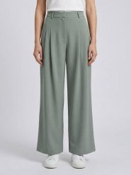 MOSS COPENHAGEN Spodnie "Henrika" w kolorze zielonym rozmiar: XS. Zielone spodnie materiałowe Moss Copenhagen, bez wzorów, z materiału, z podwyższonym stanem. Za 144.58 zł.