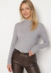 Szary Dopasowany Golf z Aplikacjami przy Dekolcie i Rękawach Unella. Szare swetry Born2be, l, z aplikacjami, z jeansu, eleganckie, bez ramiączek. Za 59.99 zł.