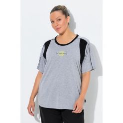 Damskie Bluzka funkcyjna melanż klasyczna okrągły dekolt rękaw 1/2. Fioletowe t-shirty sportowe Ulla Popken, plus size, bez wzorów, z materiału, bez ramiączek. Za 199.99 zł.