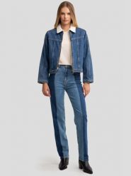 Kurtka damska jeansowa ocieplana zapinana na zamek niebieska Freya 768. Niebieskie kurtki BIG STAR, na jesień, l, bez wzorów, z futra, retro, bez kaptura. W wyprzedaży za 139.99 zł.