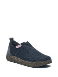 Comfortfusse Wełniane kapcie w kolorze granatowo-szarym rozmiar: 42. Niebieskie kapcie Comfortfüße, bez wzorów, z materiału. Za 227.31 zł.