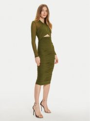 BARDOT Sukienka koktajlowa Aliyah 56305DB Khaki Slim Fit. Brązowe sukienki Bardot, m, bez wzorów, z syntetyku, wizytowe, bez kołnierzyka, bez ramiączek. Za 429.99 zł.