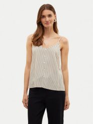Vero Moda Top Mymilo 10303690 Beżowy Regular Fit. Brązowe topy Vero Moda, l, bez wzorów, z wiskozy, bez kołnierzyka, bez ramiączek. Za 69.99 zł.
