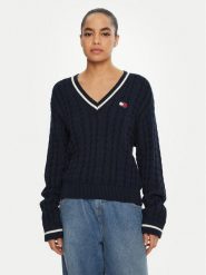 Tommy Jeans Sweter DW0DW19885 Granatowy Regular Fit. Niebieskie swetry Tommy Jeans, xs, bez wzorów, z bawełny, bez ramiączek. Za 329.99 zł.