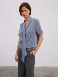 BGN Bluzka w kolorze antracytowym rozmiar: 34. Czarne bluzki BGN, bez wzorów, z koronki, bez kołnierzyka, bez ramiączek. Za 65.99 zł.