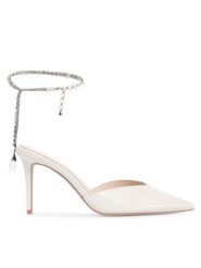 Eva Minge Sandały Florencia-323-101-2 Biały. Białe sandały Eva Minge, bez wzorów, z lakierowanej skóry, bez obcasa, na szpilce, bez zapięcia. Za 399.99 zł.