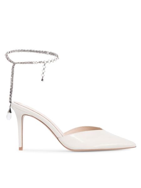 Eva Minge Szpilki Florencia-323-101-2 Biały. Białe sandały Eva Minge, bez wzorów, z lakierowanej skóry, bez obcasa, na szpilce, bez zapięcia. Za 279.99 zł.