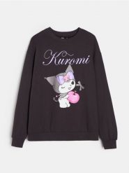 Bluza crewneck z nadrukiem Kuromi - szary. Szare bluzy bez kaptura Sinsay, l, bez wzorów, bez kaptura, do biegania. Za 49.99 zł.