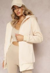 Jasnobeżowa Bluza ze Sztucznym Futerkiem i Kapturem oraz Kieszeniami Creactia. Brązowe bluzy Renee, l, bez wzorów, z futra, bez ramiączek. W wyprzedaży za 79.99 zł.