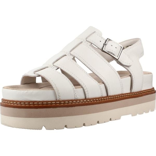 Sandały CLARKS ORIANNA TWIST Biały. Białe sandały Clarks, bez wzorów, ze skóry, bez obcasa, bez zapięcia. Za 279.99 zł.