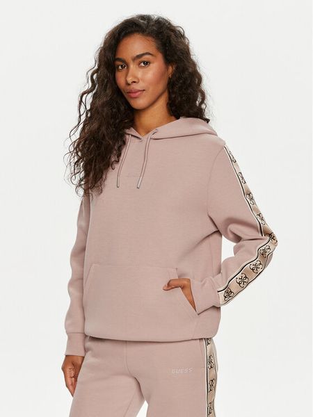 Guess Bluza Carla V4YQ11 KB3P2 Beżowy Regular Fit. Brązowe bluzy Guess, xs, z aplikacjami, z bawełny, bez ramiączek, bez kaptura. Za 279.99 zł.