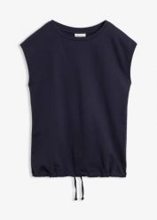 Bluza dresowa z lekkiej bawełny. Niebieskie bluzy bonprix, bez wzorów, z bawełny, bez ramiączek, bez kaptura. Za 54.99 zł.