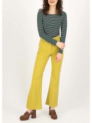 Blutsgeschwister Dżinsy - Comfort fit - w kolorze żółtym rozmiar: W31. Żółte jeansy Blutsgeschwister, z aplikacjami, z bawełny, z podwyższonym stanem. Za 145.60 zł.
