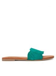 Pieces Klapki 17156838 Zielony. Zielone klapki Pieces, bez wzorów, ze skóry, bez obcasa, bez zapięcia. Za 119.99 zł.