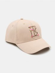 Czapka z daszkiem z haftowanymi kwiatami - beżowy. Brązowe czapki z daszkiem Sinsay, bez wzorów. Za 19.99 zł.