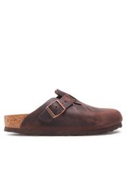 Birkenstock Klapki Boston Bs 860133 Brązowy. Brązowe klapki Birkenstock, bez wzorów, z nubiku, bez obcasa, bez zapięcia. Za 679.99 zł.