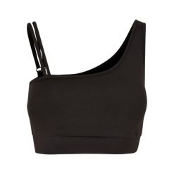 Asymetryczny biustonosz z odzysku Urban Classics. Czarne biustonosze sportowe Urban Classics, bez wzorów. Za 215.50 zł.