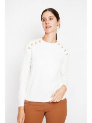 ASSUILI Sweter w kolorze białym rozmiar: 42. Białe swetry Assuili, bez wzorów, klasyczne, bez ramiączek. Za 104.99 zł.