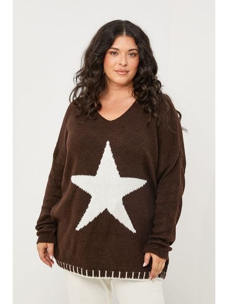 Curvy Lady Sweter w kolorze brązowym rozmiar: 44/46. Brązowe swetry Curvy Lady, bez wzorów, ze splotem, klasyczne, bez ramiączek. Za 86.99 zł.