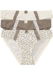 Figi bawełniane (3 pary). Brązowe figi bonprix, bez wzorów, z bawełny. Za 67.99 zł.