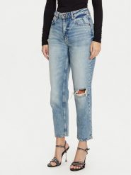 Guess Jeansy W5RA21 D5LR2 Niebieski Straight Leg. Niebieskie jeansy Guess, z aplikacjami, z bawełny. Za 499.99 zł.