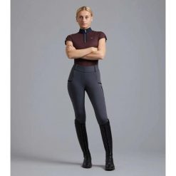 Damskie legginsy jeździeckie z pełną przyczepnością Premier Equine Concerto. Szare legginsy PREMIER EQUINE, bez wzorów, z materiału, biznesowe. Za 359.50 zł.
