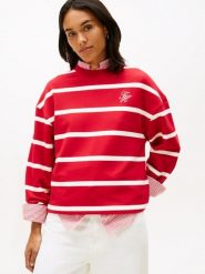 Tommy Hilfiger Bluza Kobiety czerwony|biały, XS. Białe bluzy Tommy Hilfiger, xs, bez wzorów, z bawełny, bez ramiączek, bez kaptura. Za 279.95 zł.