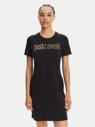 Just Cavalli Sukienka codzienna 78PAOE15 Czarny Regular Fit. Czarne sukienki Just Cavalli, na co dzień, m, bez wzorów, z bawełny, bez kołnierzyka, bez ramiączek, proste. Za 519.99 zł.