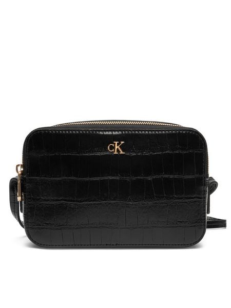 Calvin Klein Torebka Ck Croc Camera Bag LV04F3285G Czarny. Czarne listonoszki Calvin Klein, bez wzorów, ze skóry, bez dodatków. Za 269.99 zł.