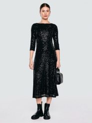 BIG STAR Sukienka w kolorze czarnym rozmiar: M. Czarne sukienki BIG STAR, m, bez wzorów, retro, bez kołnierzyka, bez ramiączek, midi. Za 169.99 zł.