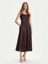 Rinascimento Sukienka koktajlowa CFC0125066003 Brązowy Regular Fit. Brązowe sukienki Rinascimento, m, bez wzorów, z bawełny, wizytowe, bez kołnierzyka, bez ramiączek. Za 599.99 zł.
