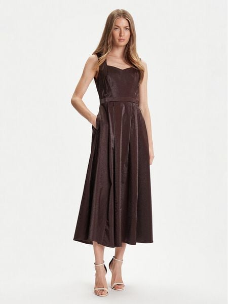 Rinascimento Sukienka koktajlowa CFC0125066003 Brązowy Regular Fit. Brązowe sukienki Rinascimento, l, bez wzorów, z syntetyku, wizytowe, bez kołnierzyka, bez ramiączek. Za 409.99 zł.