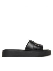 Calvin Klein Klapki Flatform Slide W/Ck Hw - Lth HW0HW02368 Czarny. Czarne klapki Calvin Klein, bez wzorów, ze skóry, bez obcasa, bez zapięcia. Za 329.99 zł.