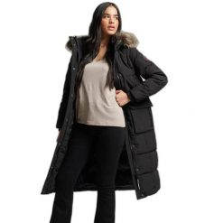 Damska długa kurtka Superdry Everest. Czarne kurtki Superdry, na zimę, m, z aplikacjami, z futra, biznesowe, bez kaptura. Za 859.65 zł.