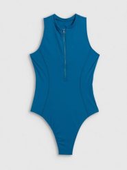 4F Kostium kąpielowy jednoczęściowy damski - turkusowy S. Niebieskie szorty 4f, bez wzorów, z dresówki, sportowe. Za 159.99 zł.