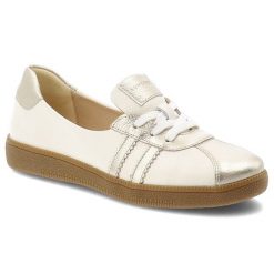 Trampki damskie Armodo, skóra naturalna metaliczne wstawki klasyczne sznurowanie miękka skórzana wyściółka elastyczna gumowa podeszwa, beżowe, n1341-. Brązowe trampki Armodo, bez wzorów, z gumy, klasyczne, bez zapięcia. Za 359.00 zł.