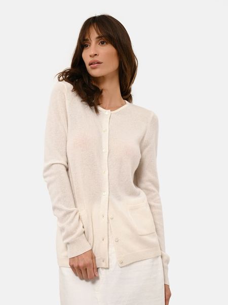 Just Cashmere Kaszmirowy kardigan "Katharine" w kolorze kremowym rozmiar: M. Brązowe swetry Just Cashmere, m, bez wzorów, z kaszmiru, bez ramiączek. Za 429.45 zł.