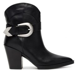 Botki KARL LAGERFELD. Czarne botki KARL LAGERFELD, bez wzorów, bez obcasa, na słupku, bez zapięcia. Za 1,209.00 zł.