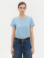PINKO T-Shirt 100355 A2HN Niebieski Regular Fit. Niebieskie t-shirty Pinko, xl, bez wzorów, z bawełny, bez kołnierzyka, bez ramiączek. Za 249.99 zł.