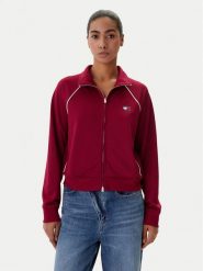 Tommy Jeans Bluza Badge DW0DW21930 Bordowy Regular Fit. Czerwone bluzy bez kaptura Tommy Jeans, xs, bez wzorów, z jeansu, bez kaptura. Za 529.99 zł.