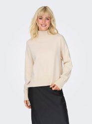 ONLY Sweter "Bari" w kolorze kremowym rozmiar: S. Brązowe swetry ONLY, s, bez wzorów, bez ramiączek. Za 70.90 zł.
