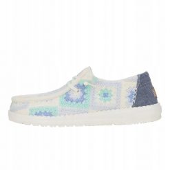 HEYDUDE Damskie Mokasyny Wendy Cottage Crochet. Niebieskie mokasyny Hey dude, bez wzorów, z materiału. Za 229.00 zł.