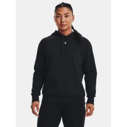 Bluza fitness damska UNDER ARMOUR Rival Fleece z kapturem. Czarne bluzy Under Armour, xl, bez wzorów, z kapturem, na fitness i siłownię. Za 183.00 zł.