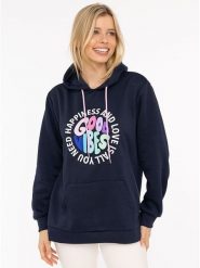 Zwillingsherz Bluza "Happiness and Love" w kolorze granatowym rozmiar: L/XL. Niebieskie bluzy z kapturem Zwillingsherz, l, bez wzorów, z kapturem. Za 184.02 zł.