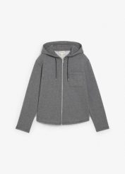 Bluza rozpinana z kapturem, z mieszanki bawełny. Szare bluzy bonprix, bez wzorów, z bawełny, bez ramiączek, z kapturem. Za 144.99 zł.