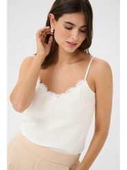 CULTURE Top w kolorze białym rozmiar: XXL. Białe topy Culture, xxl, bez wzorów, z koronki, bez kołnierzyka, bez ramiączek. Za 78.99 zł.