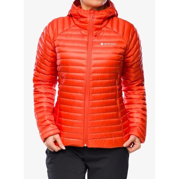 Kurtka puchowa damska Montane Anti-Freeze Lite Hoodie. Czerwone kurtki Montane, l, bez wzorów, z puchu, sportowe, bez kaptura. Za 618.99 zł.